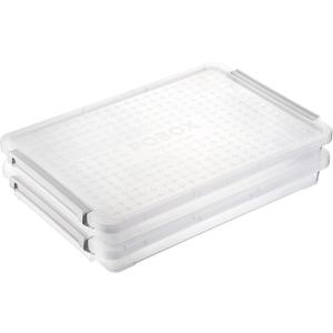 BTSKY 2 Pack A4 Plus Clear Plastic Stackable Storage Box Desk Paper Magazine Container with Buckle, Office Supplies Accessories File Protector Case Organizer, Portable Project Case Document Holders