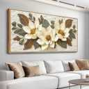 Large Canvas Abstract Wall Art for Living Room Restaurant Depiction Golden Flowers Painting Wall Decor for Bedroom Office Decor Printing Artwork Pictures Home Decor 30x60 in Wood Frame