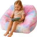 27 Inch Soft Faux Fur Bean Bag Chair with Sponge Filling - Ergonomic Lounge Chair for Teens, Comfortable Rainbow Color Bean Bag for Bedroom, Living Room, Dorm(Set of 1)