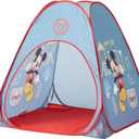 Disney Mickey Mouse 3 Piece Slumber Set with Kids Indoor Outdoor UPF 30+ Pop Up Play Tent with Pillow and Flashlight