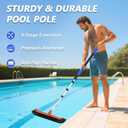 16FT Swimming Pool Pole with Brush, Upgraded Pool Pole Telescopic 16ft Heavy Duty with 19" Pool Brush Head, Adjustable Length 4 to 16 Feet, Universal Pole for Skimmer Net, Brush, Vacuum Head