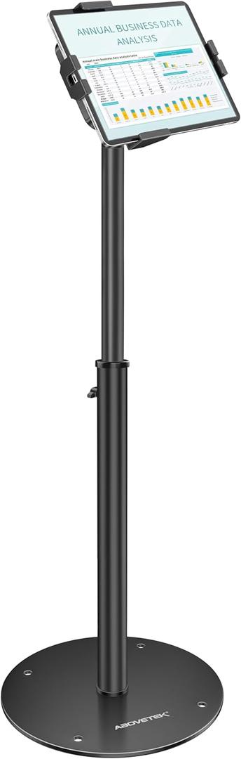 AboveTEK iPad Kiosk Floor Stand - Height Adjustable POS Tablet Floor Stand, 360 Swivel Universal Locking Holder for 7.9"-11" iPad/Air/Samsung - Anti-Theft Security Stand for Retail, Business