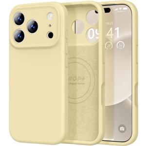 Vooii Magnetic for iPhone 17 Pro Case, Compatible with Magsafe (Premium Liquid Silicone) (Full Camera Control Button) Full Body Protective Anti-Scratch Microfiber Lining 6.3", Creamy Yellow