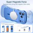 for iPhone 17 Pro Max Case: [Cute Wave Frame][Fit for MagSafe] Military Drop Shockproof Protection, Camera Protective Glossy Slim Magnetic Wavy Phone Cover for Women Girls 6.9'', Clear/Blue
