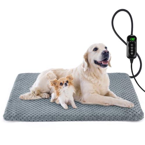 INVENHO Pet Heating Pad, Waterproof Adjustable Temperature Dog Cat Heating Pad with Timer, Indoor Pet Heated Pad for Cats Dogs Electric Pads for Dogs Cats, Pet Heated Pad (L: 35" x 24")