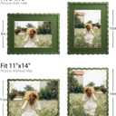 11x14 Picture Frame with Mat for 8x10, Wavy Edge Wooden Real Glass Photo Frame for Wall Hanging, Green, 1 Pack