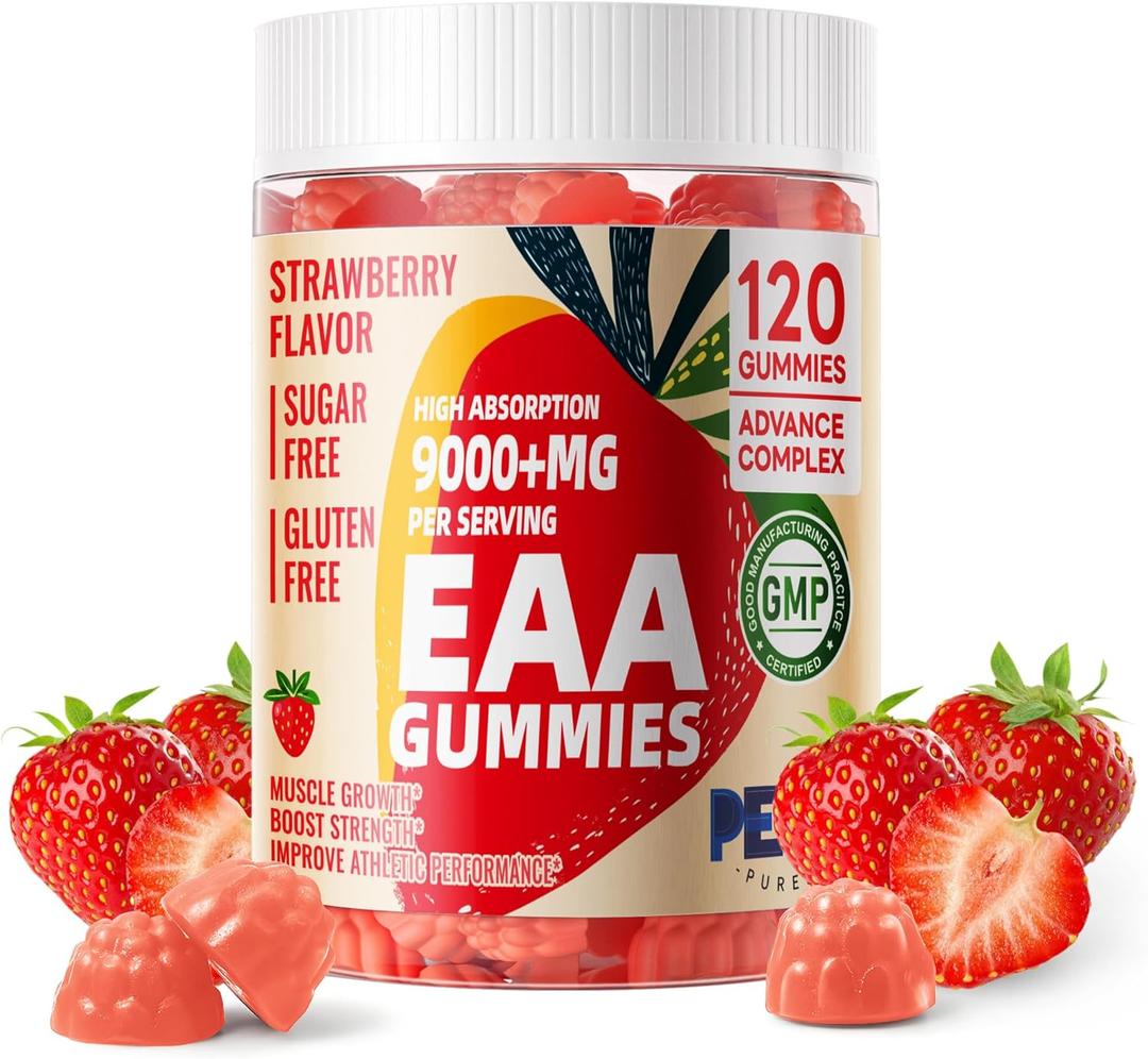 2 x Pets Purest EAA Gummies 120 Gummies (Strawberry), Essential Amino Acids - All 9 Essential Aminos (EAA) and All Branched-Chain Aminos (BCAAs), Non-GMO, Gluten Free, Vegetarian Friendly