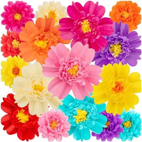 Large Tissue Paper Flowers Colorful Mexican Paper Flower for Fiesta, Carnival, Party Backdrop, Wedding, Birthday Party, Nursery Craft Wall Decor, Baby Shower (11pcs 2 Sizes)