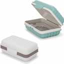 2 Pack Travel Soap Case with Lid, Leakproof and Portable Soap Holder with Removable Drain Tray for Home, Bathroom, Hiking, Camping, Outdoor (Blue, White-n)