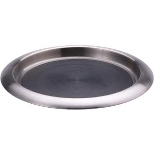 Service Ideas TR119SR Tray with Top and Bottom Built in Non-Slip Rubber Inserts, 9" Round, Dishwasher Safe, Stainless Steel