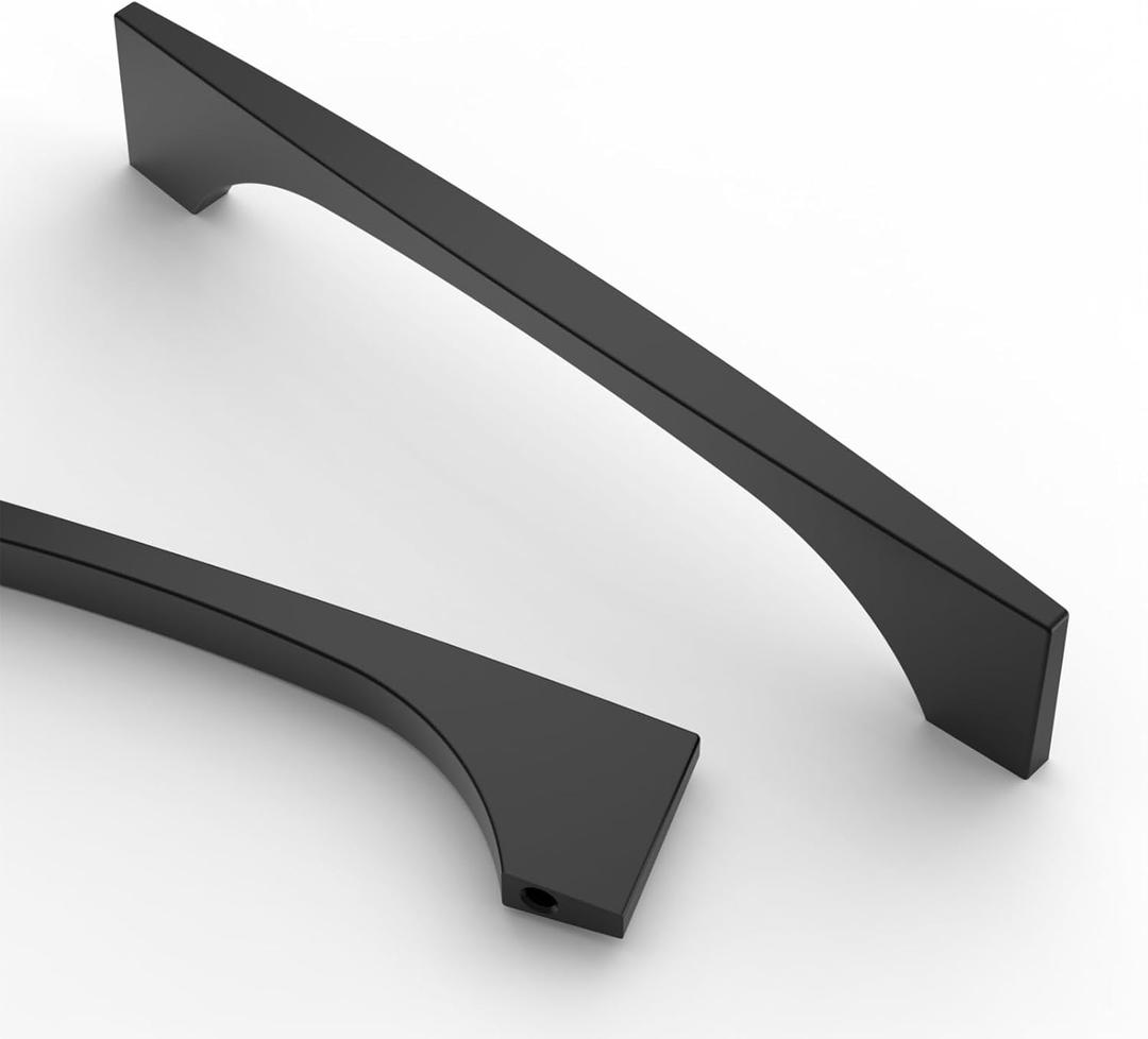 Asidrama 10 Pack 5 Inch(128mm) Matte Black Kitchen Cabinet Handles, Cabinet Pulls Kitchen Cabinet Hardware for Cupboard Drawer Pulls (5" Hole Center)