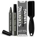 Striking Viking 2 Pack Beard Pencil Filler for Men with 4 Tips (Medium Black) - Fill, Shape & Define with this Long-Lasting, Waterproof Beard Pen Kit Including Brush