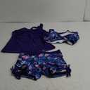 Yonique 3 Piece Tankini Swimsuits for Women Swim Tank Top Bathing Suits with Boy Shorts and Bra Athletic Swimwear M