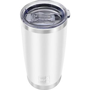 WETOWETO 20oz Insulated Stainless Steel Tumbler, Double Wall Vacuum Leak-proof Travel Coffee Mug, Powder Coated Water Cup (White, 1 Pack)