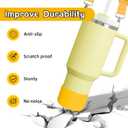 2 x Cup Accessories Set Compatible with Stanley H2.0 & Protour 30oz 40oz, Carrier with Strap & Protective Boot, Handle Shoulder Cross Carrying Strap for Women Men (Yellow, Fit Stanleyy 40oz)