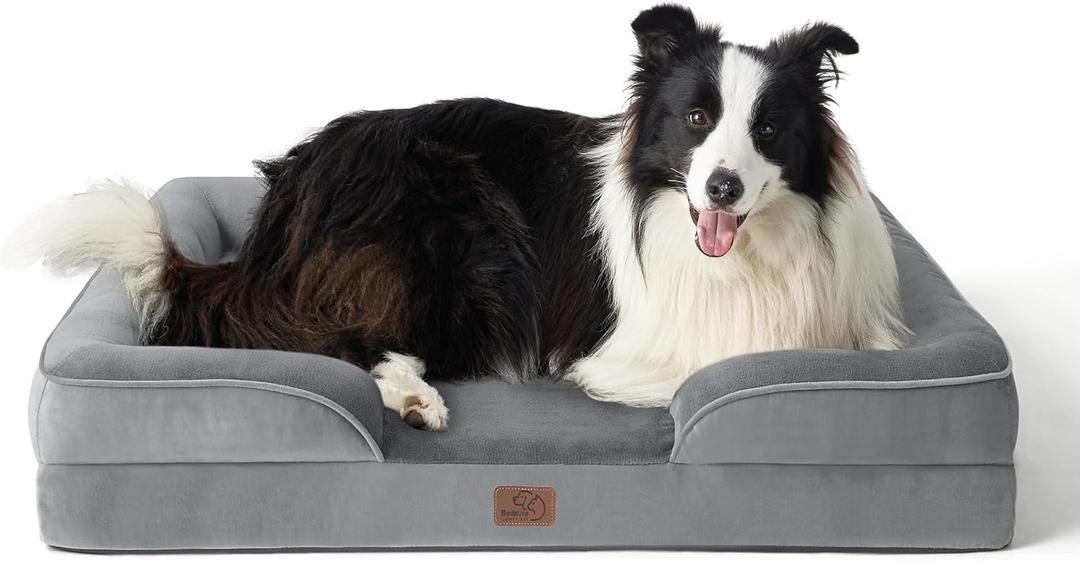Bedsure Orthopedic Dog Beds Large Sized Dog - Washable Large Dogs Bed Waterproof, Big Comfort Pet Couch with Washable Removable Cover, Supportive Foam Pets Sofa with Nonskid Bottom,Grey (35.0"L x 25.0"W x 6.5"Th)