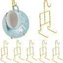 8 Pieces Tea Cup and Saucer Display Holder Rack Metal Saucer Tea Cup Holder Display Coffee Mug Organizer for Plate Teapot 6.22 x 2.44 Inches (Rose Gold, Spiral Style)