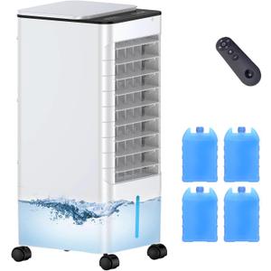 Windowless Portable Air Conditioners with Remote, Ventless Ac Unit Ductless Air Cooler,Hoseless Quiet Evaporative Oscillating Swamp Cooler,12H Timer & 4 Ice Box for Room Indoor Outdoor Office Bedroom, 12 inches x 12 inches x 22 inches