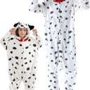 DarkCom Kids Animal Onesie,Women and Mens Cosplay Dalmatian Halloween Costume Christmas Pajamas Sleepwear, 10-12Y