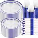I00000 350 Pcs Blue Plastic Dinnerware Set for 50 Guests Include: 100 Blue Party Plates, 50 Pre Rolled Napkins with Cutlery Set, 50 Cups for Birthday, Wedding Party Graduation