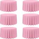 BRILLMAX 6 Pack Pink Round Tablecloths 120 Inch for 60 Tables - 150 GSM Polyester Fabric, Floor Length Drop, Water, Stain & Wrinkle Resistant Cloth Cover for Wedding Reception Banquet Dining