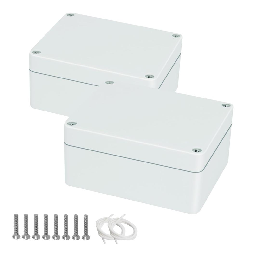 Project Box IP65 Waterproof Dustproof Junction Box ABS Plastic Enclosure Box for Electronics Gray White Outdoor Project 3.93"x2.68"x1.97"(100 x 68 x 50 mm)(2Pcs)