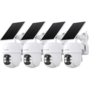 Cinnado 2K Cameras for Home Security-2.4G WiFi Outdoor Camera Wireless Solar/Battery Powered, 360 Viewing, Human Detection, Color Night Vision, Cloud/SD Storage B6 (B6-White-4pack-2.4G)