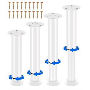 Olldag 4 PCS Adjustable Height Bed Support Legs 7.08-12.2 Inch [with Screws] for Bed Frame/Bed Center Slat, Heavy Duty Furniture Replacement Legs for Sofa/Cabinet/Couch/Dresser/Table (White)