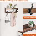 dreampossible Coat Rack Wall Mount with Shelf, Coat Hanger Wall Mount with Key Hooks and Mail Holder, Wood Entryway Floating Shelf with Hooks and Storage, Hat Rack for Wall Key Holder Mail Organizer