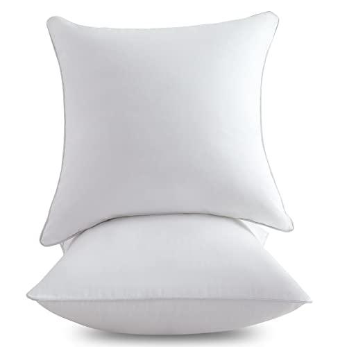 FAVRIQ 20 x 20 Pillow Inserts (Set of 2) - 20 Inch Square Interior Couch Throw Pillow with 100% Cotton Cover - Decorative Pillow Insert Pair - White Sofa Pillow