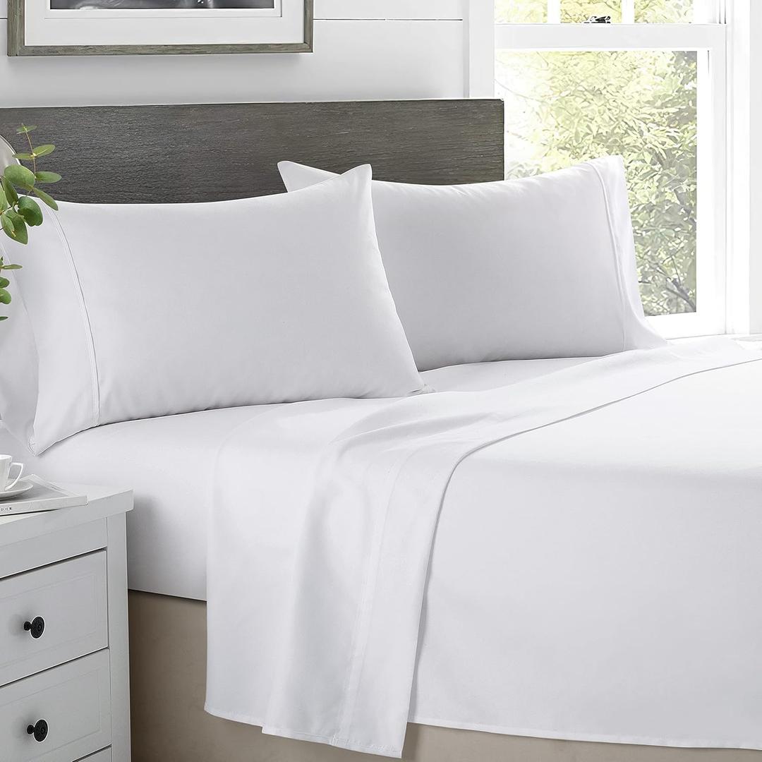 California King Sheets Set - 100% Cotton Sheets for Cal King Size Bed - 600 Thread Count Luxury California King Deep Pocket Sheets - Soft, Cooling Sateen Weave Cal King Sheet Set 4 Piece - White