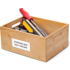 Prosumer's Choice Bamboo Storage Box - Wood Crate - Bamboo Box Storage for Kitchen, Living Room, Office - Arts & Crafts Container Caddy Basket - Home Decor & Organization Accessories 14"L x 11"W x 6"H