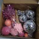 Pink Disco Ball Cake Topper Mirror Balls Cake Decorations with Pink Stars Cake Topper for 70s 80s Disco Dance Saturday Night Fever Birthday Supplies