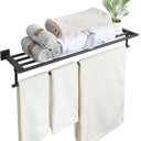 Alise 32 Inch Towel Racks for Bathroom Wall Mounted,Bathroom Towel Rack with Tower Bar,Double Towel Racks for Bathroom,SUS304 Stainless Steel Bathroom Towel Holder Matte Black