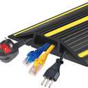 20Ft Cord Covers for Wires on Floor, 3-Channel Floor Cord Cover with Anti-Slip Base & Yellow Warning Strips, Extension Cord Covers for Floor, Ideal for Home, Office, Outdoor Use