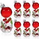 6 Set Christmas Ornament Drink Balls, Christmas Plastic Balls Cups and Stemless Wine Glass Festive DIY Ornament Drink Clear Fillable Ornaments for Xmas Tree Party Drinkware with a Mini Funnel