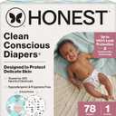 The Honest Company Comfort Dry Disposable Daytime Diapers, Hypoallergenic, Fragrance-Free, Sensitive Skin, Above It All + Pattern Play, Club Box Size 1 (814 lbs), 78 Count
