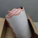 Scalloped Pink Kitchen Mats Rugs Sets of 2 Cushioned Anti Fatigue Floor Mat Waterproof Kitchen Rugs Non Slip Foam Comfort Standing Mat for Sink Laundry (17.3"x30"+17.3"x47", Bi-tone- Blush Pink/White)