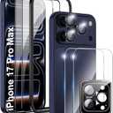 for iPhone 17 Pro Max 6.9 inch Screen Protector,[2+1+2 Pack] Front Screen Protector+Camera Lens Protector+Back Screen Protector,9H,Tempered Glass,Anti-Scratch,Ultra HD,Full Coverage