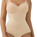 SHAPERX Women's Shapewear Bodysuit Tummy Control Body Shaper Seamless Sculpting Snatched Waist Body Suit (L/XL, Beige Brief)