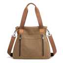 Tuobo Canvas Tote Purse for Women Work Shoulder Crossbody Bag Vintage Multi-pocket Handbags (Brown)