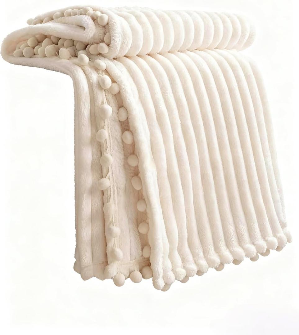 DISSA Fleece Blanket Throw Size  51x63, Wide Stripe, Yellow  Soft, Plush, Fluffy, Fuzzy, Warm, Cozy  Perfect Throw for Couch, Bed, Sofa - Flannel Blanket Throw Blanket