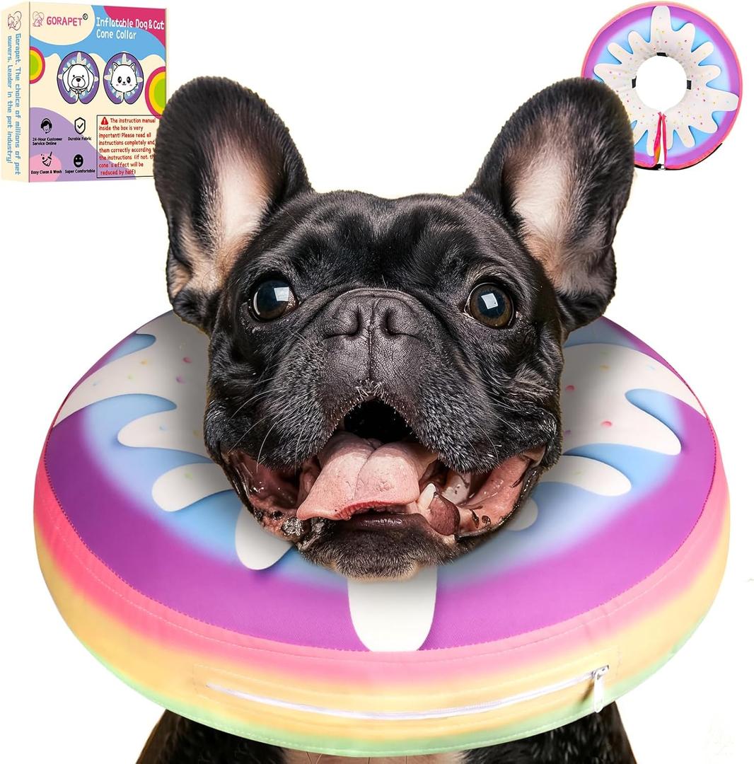 Inflatable Dog Cone Collar Alternative After Surgery, Donut Soft Neck Cone for Beagle Dachshund Medium Dogs, etc, Protective Comfortable E Collar Recovery Cone Not Block Vision Medium Sized(Neck:10.2-15in)