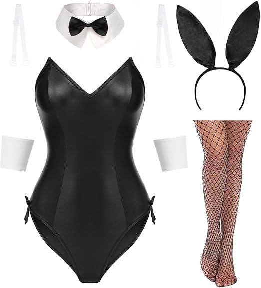 Avidlove Women Bunny Costume Lingerie Sets for Women Sexy Halloween One Piece Bodysuit Stockings Set(7-Piece Set) M Avidlove Women Bunny Costume Lingerie Sets for Women Sexy Halloween One Piece Bodysuit Stockings Set(7-Piece Set) M