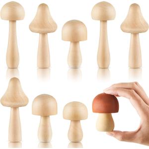 Blulu 30 Pcs Big Sizes Unfinished Wooden Mushroom Natural Wooden Mushrooms Unpainted Art Project Crafting and Fairy Themed Spring Summer Decor and Crafts Projects Decoration DIY Paint Color