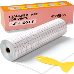 HTVRONT Transfer Tape for Vinyl - 12" x 100 FT w/Red Alignment Grid Transfer Paper, Medium Tack Vinyl Transfer Tape with Easy to Release for Crafts Signs Stickers Decals Walls Doors & Windows