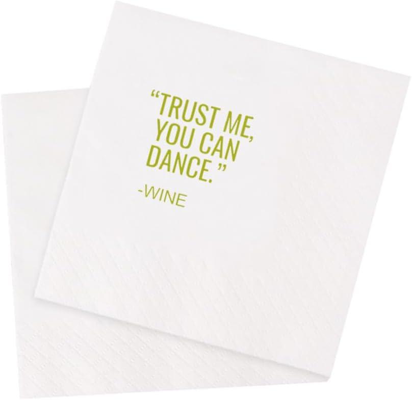 Funny Cocktail Napkins 100Pcs Trust Me You Can Dance Wine Paper Disposable Party Napkins For Bachelorette Bridal Shower Birthday New Year's Eve Girls' Night Party 5 x 5 2-ply (Wine)