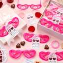 Geiserailie 96 Pcs Valentines Day Gifts Bulk 48 Heart Sunglasses 48 Happy Valentine Tags for Party Favors Exchange Prize (6.3 x 2.56 Inche, Pink)