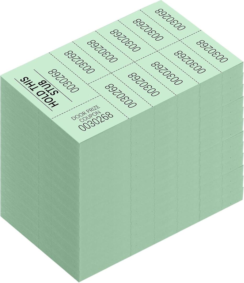 Kosiz 504 Sheets Raffle Auction Tickets with 10 Bid Numbers Raffle Tickets for Silent 10 Bid Numbers Basket Auction Church Events(Light Green)