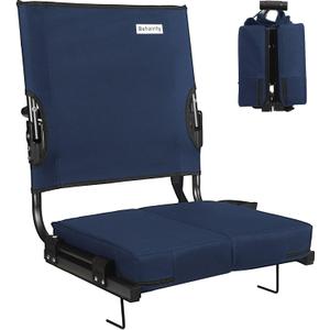 Stadium Seats for Bleachers with Back Support Wide, Portable Bleacher Chairs with Highest Back and Thick Cushion, Folding Padded Stadium Chair for Adults at Sports Events and Concerts. (Navy Blue)